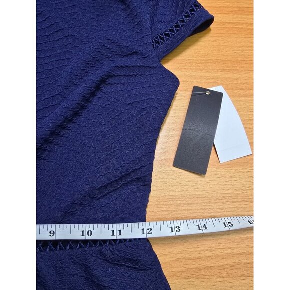 City Studio Dress 1 Blue Cut Out Trim Textured Knit Classic Short Sleeve Womens - Picture 11 of 16